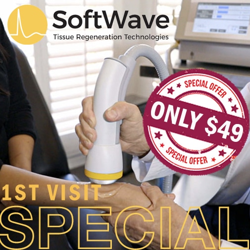 $49 SPECIAL! 🌟 Live Pain-Free with SoftWave Therapy! 💫 🏆 SoftWave uses patented technology to reach an injured area at cellular level to successfully turn on the body